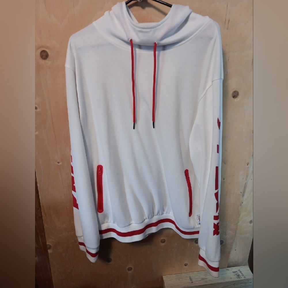 Atomic black label White Hoodie with Red Accents